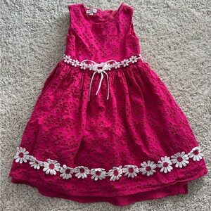 Blueberi Boulevard Pink Dress with White Floral Trim